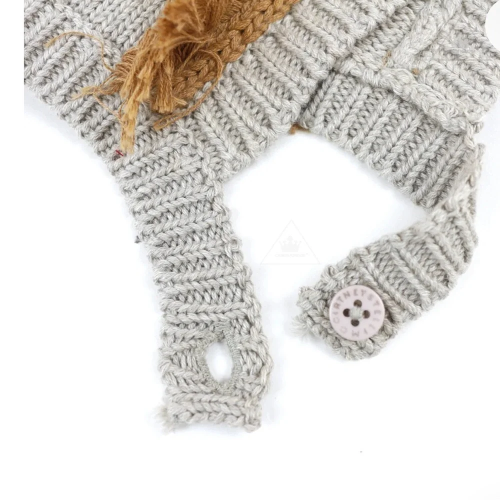 Stella McCartney Kids Beige Knit Hat Unisex. Cute ears.